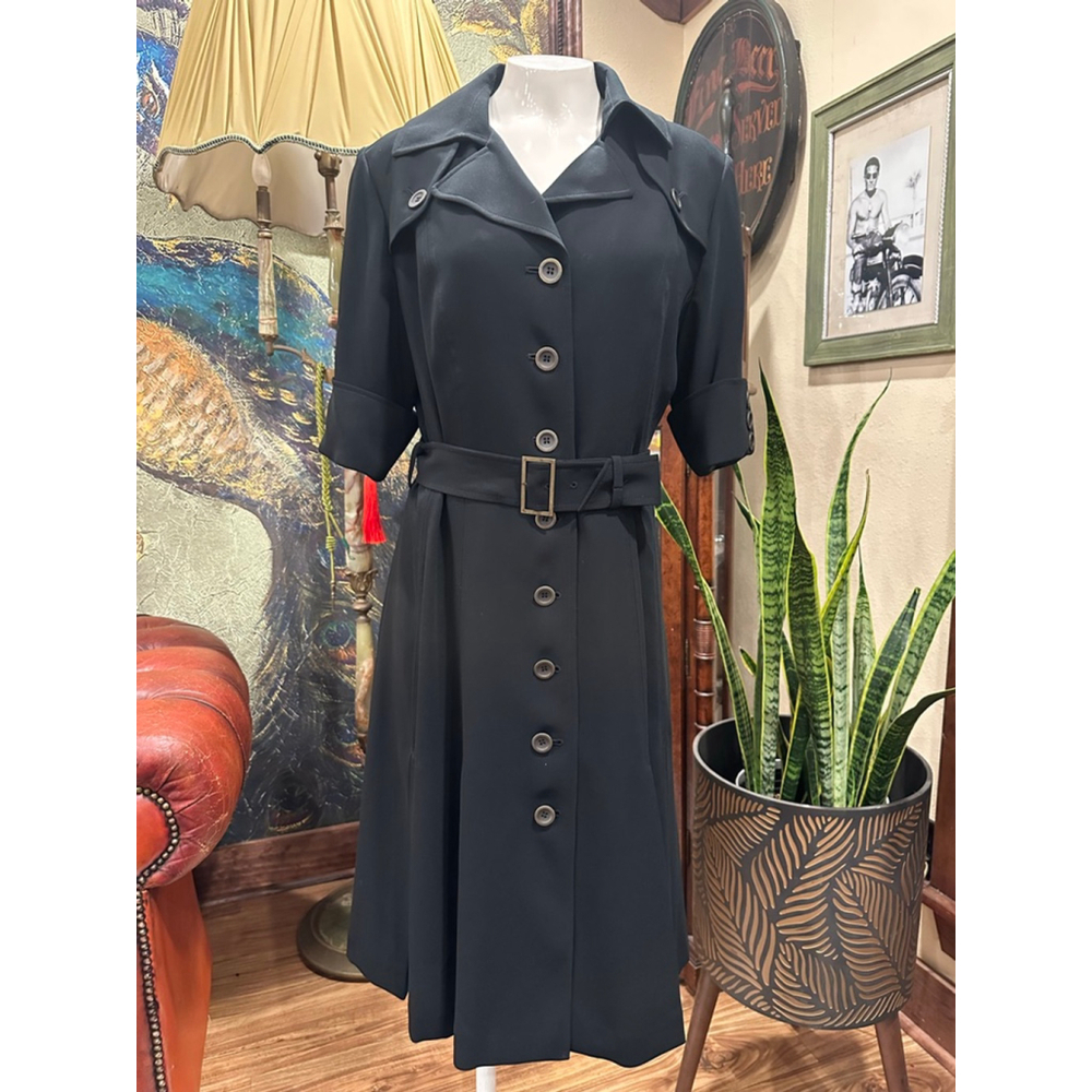 Talbots Black Petite Trench Coat Women's 12 Petite - Picture 2 of 11